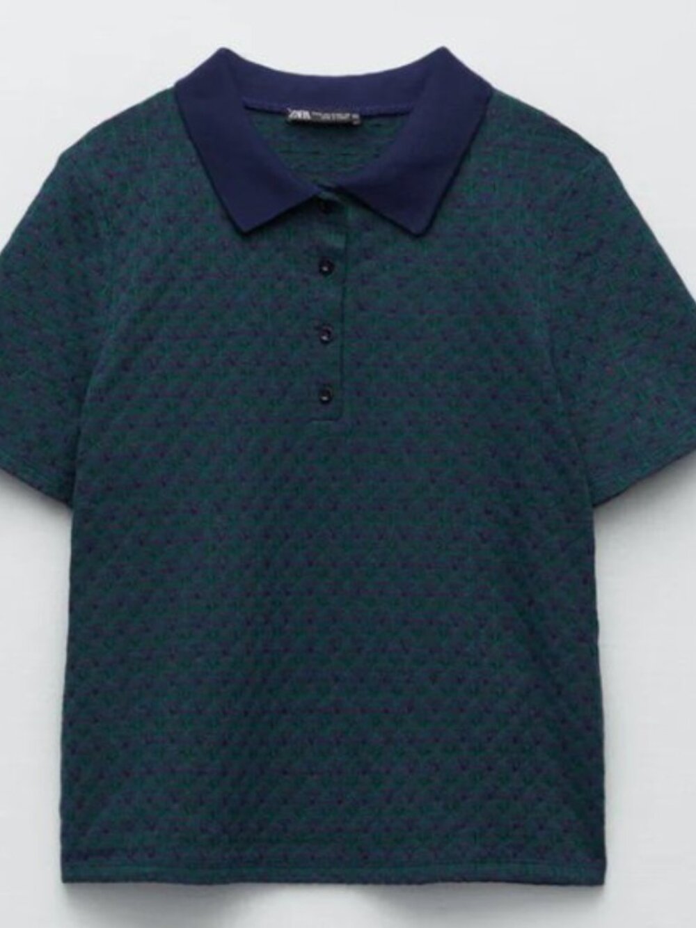 Navy/Green Short Sleeve Jacquard Polo